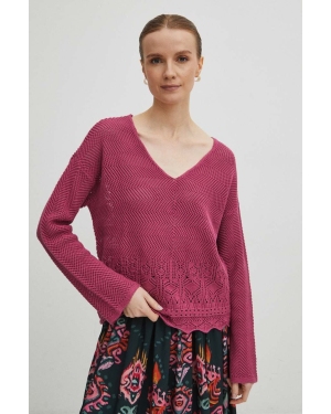 Medicine sweter damski kolor różowy ciepły