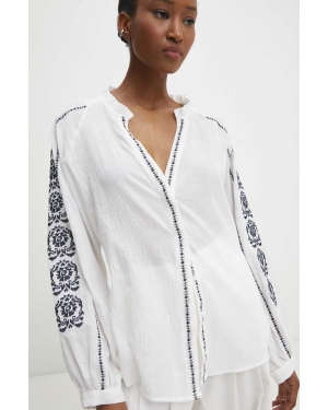 Answear Lab koszula bawełniana damska kolor biały regular ze stójką