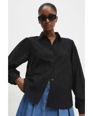 Answear Lab koszula bawełniana damska kolor czarny regular z kołnierzykiem klasycznym