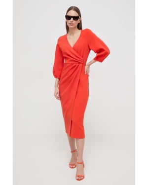 Nissa sukienka kolor pomarańczowy midi rozkloszowana