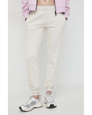 PLEIN SPORT spodnie dresowe bawełniane kolor beżowy gładkie