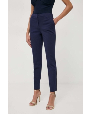 Twinset spodnie damskie kolor granatowy fason cygaretki high waist