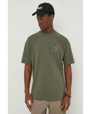 Samsoe Samsoe t-shirt bawełniany męski kolor zielony gładki