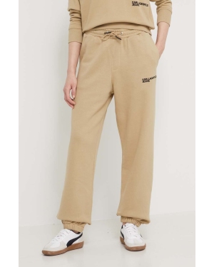 Karl Lagerfeld Jeans spodnie dresowe kolor beżowy z aplikacją