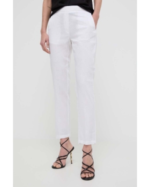 Silvian Heach spodnie lniane kolor biały proste high waist