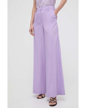 Silvian Heach spodnie damskie kolor fioletowy szerokie high waist