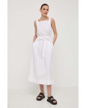 Max Mara Leisure sukienka bawełniana kolor biały midi rozkloszowana 2416221068600