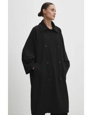 Answear Lab płaszcz damski kolor czarny przejściowy dwurzędowy