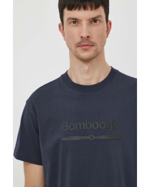 Bomboogie t-shirt bawełniany męski kolor niebieski z nadrukiem TM8552TJIN4