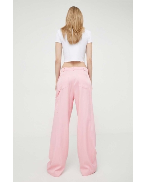 Moschino Jeans spodnie damskie kolor różowy szerokie high waist