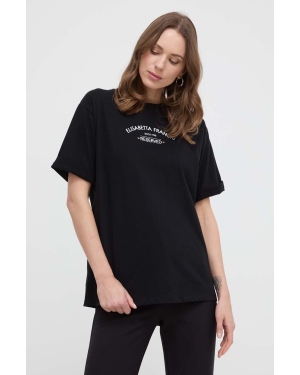 Elisabetta Franchi t-shirt bawełniany damski kolor czarny MA02342E2
