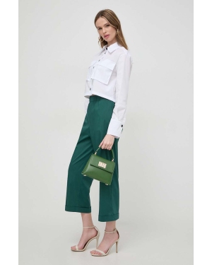 Liviana Conti spodnie damskie kolor zielony proste high waist