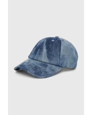 Samsoe Samsoe czapka z daszkiem jeansowa kolor niebieski wzorzysta
