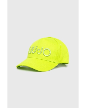 Liu Jo czapka z daszkiem bawełniana kolor zielony z aplikacją