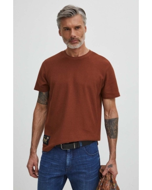 Medicine t-shirt bawełniany męski kolor brązowy z aplikacją