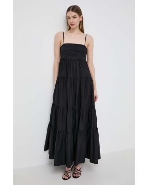 Twinset sukienka bawełniana kolor czarny maxi rozkloszowana