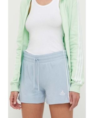 adidas szorty damskie kolor niebieski z aplikacją high waist IR7460