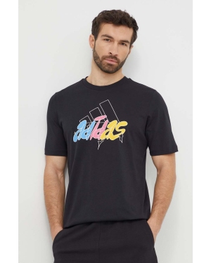 adidas t-shirt bawełniany męski kolor czarny z nadrukiem IS2864