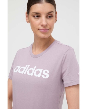 adidas t-shirt bawełniany damski kolor fioletowy IS2097