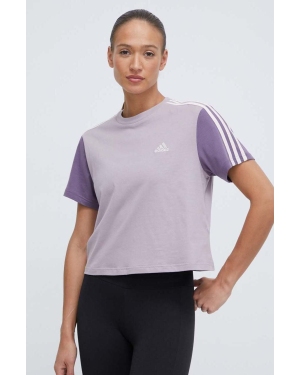 adidas t-shirt bawełniany damski kolor fioletowy IS1571