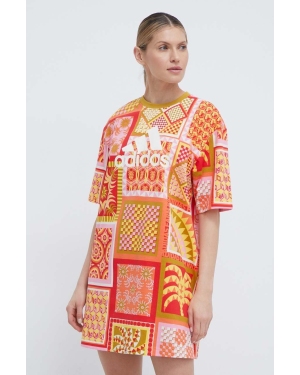 adidas sukienka bawełniana Farm Rio kolor pomarańczowy mini prosta IQ4507
