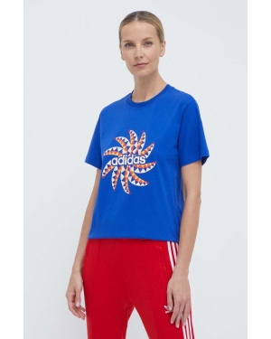 adidas t-shirt bawełniany FARM damski kolor niebieski IQ4485