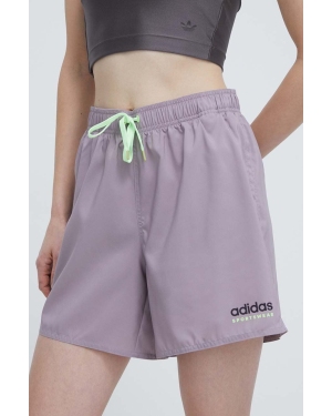 adidas szorty damskie kolor fioletowy gładkie high waist IL7252