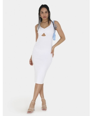 Brave Soul Sukienka letnia LDRJ-624RICKI Biały Slim Fit