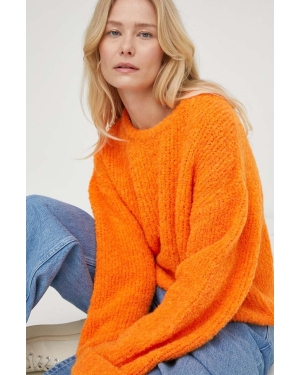 American Vintage sweter wełniany damski kolor pomarańczowy