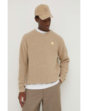 American Vintage sweter z domieszką wełny męski kolor beżowy