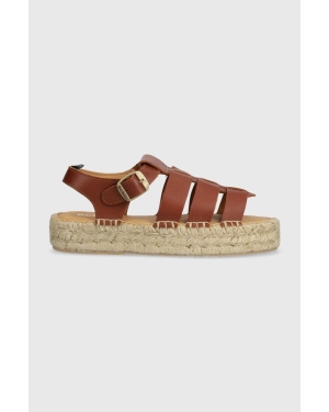 Barbour sandały skórzane Paloma damskie kolor brązowy na platformie LFO0703TA32