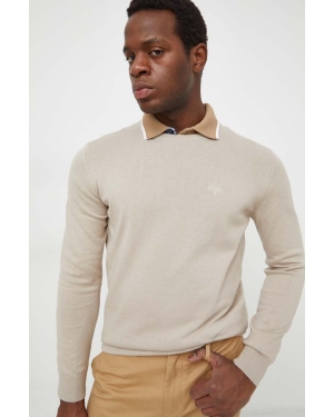 Barbour sweter bawełniany kolor beżowy lekki