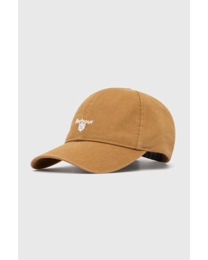 Barbour czapka z daszkiem bawełniana kolor brązowy z aplikacją