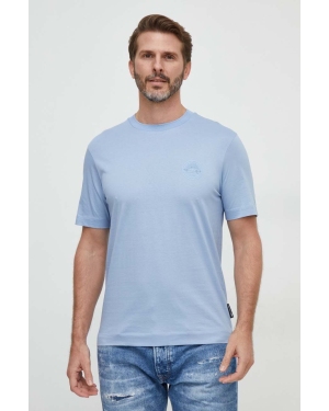 BOSS t-shirt bawełniany męski kolor niebieski z nadrukiem 50507787