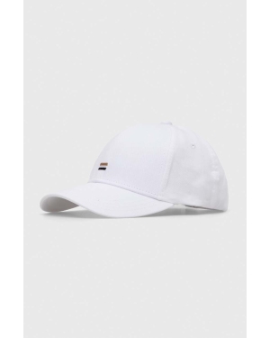 BOSS czapka z daszkiem bawełniana kolor biały gładka 50495128