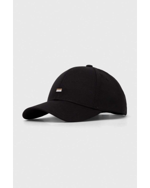 BOSS czapka z daszkiem bawełniana kolor czarny gładka 50495128