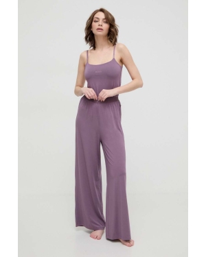 BOSS spodnie lounge kolor fioletowy proste high waist 50515585