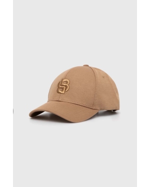 BOSS czapka z daszkiem kolor beżowy z aplikacją 50520812