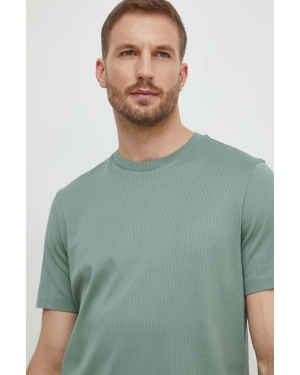 BOSS t-shirt bawełniany męski kolor zielony gładki