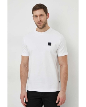BOSS t-shirt męski kolor biały z aplikacją