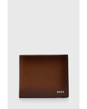 BOSS portfel skórzany męski kolor brązowy