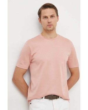 BOSS t-shirt bawełniany męski kolor różowy gładki