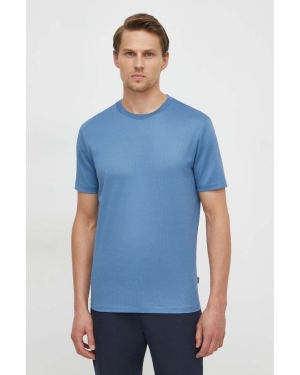 BOSS t-shirt bawełniany męski kolor niebieski gładki