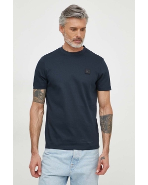 BOSS t-shirt męski kolor granatowy z aplikacją