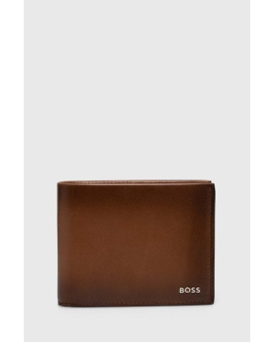 BOSS portfel skórzany męski kolor brązowy 50517241
