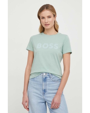 Boss Orange t-shirt bawełniany BOSS ORANGE damski kolor zielony
