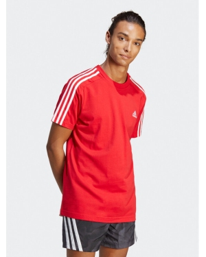 adidas T-Shirt Essentials Single Jersey 3-Stripes T-Shirt IC9339 Czerwony Regular Fit
