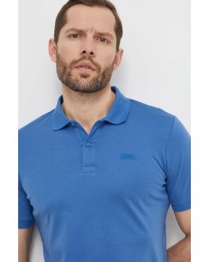 Calvin Klein polo bawełniane kolor niebieski gładki