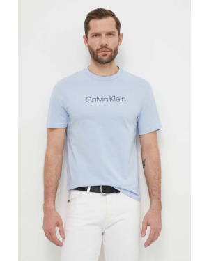 Calvin Klein t-shirt bawełniany męski kolor niebieski z nadrukiem