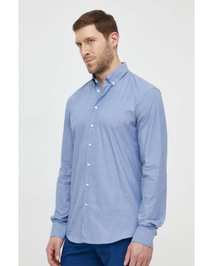 Calvin Klein koszula męska kolor niebieski slim z kołnierzykiem button-down